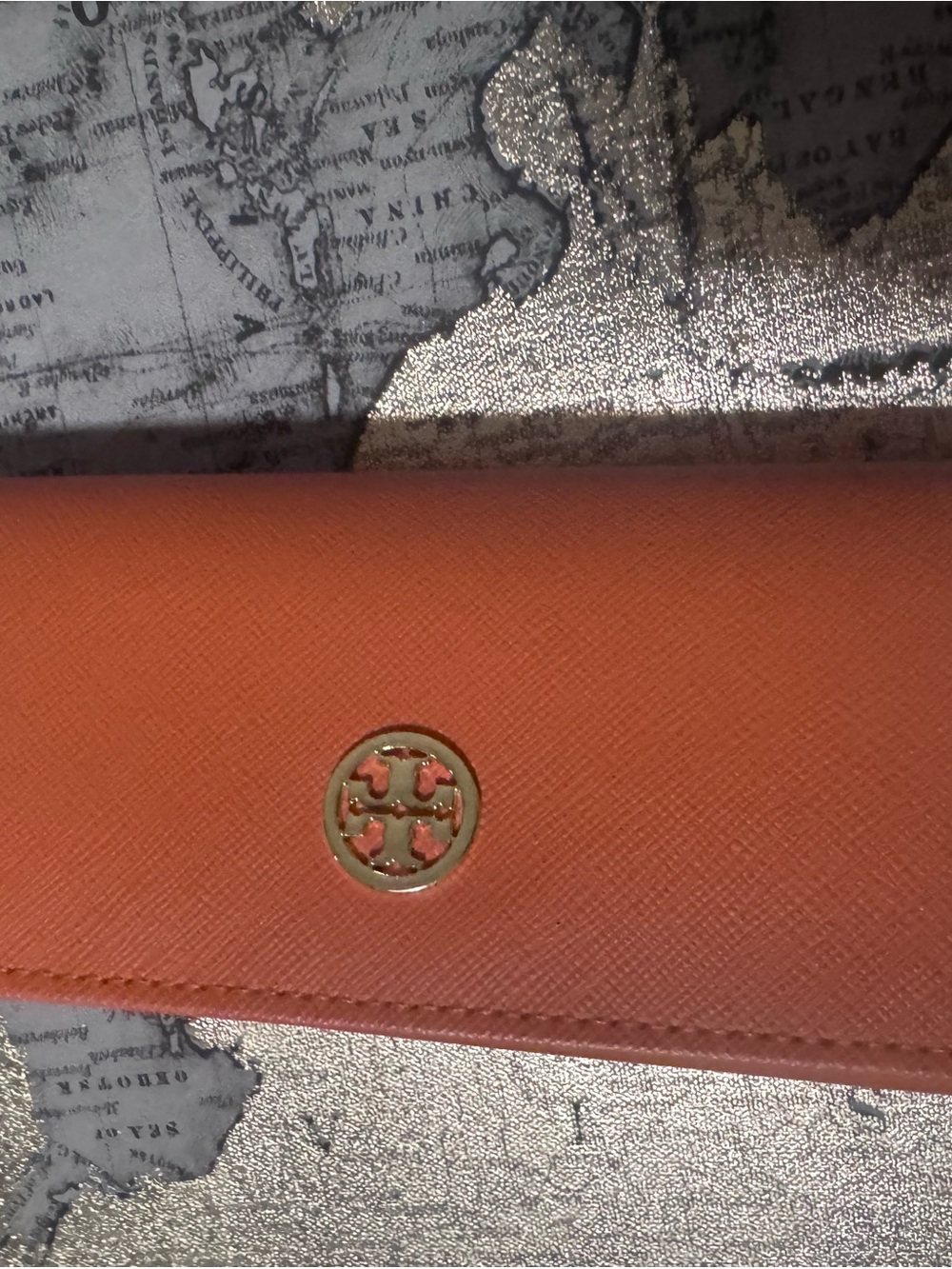 Tory Burch empty Orange Saffiano glasses sunglasses case with Gold Logo See pics